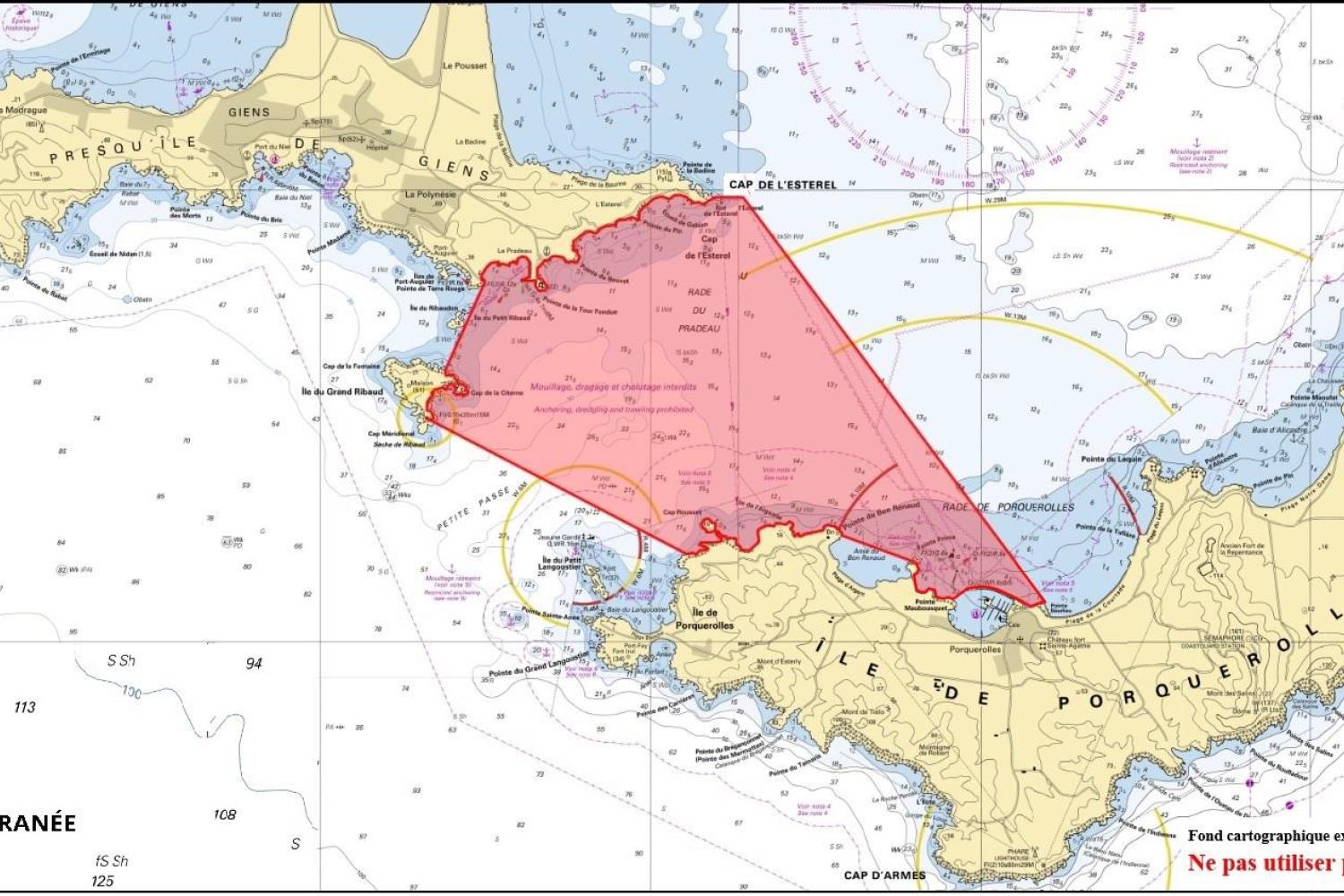 Annexe I - Zone n°1, entre la presqu’île de Giens et l’île de Porquerolles, délimitée